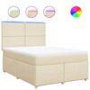vidaXL Pat continental cu saltea, crem, 140x200 cm, material textil