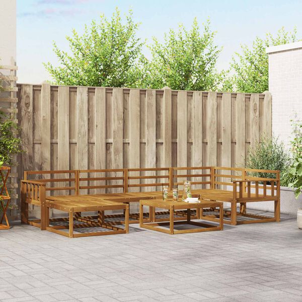 vidaXL Set de canapele de exterior 7 pcs natural Lemn Solid de Acacia