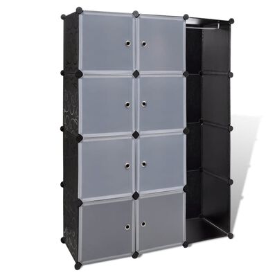 vidaXL Dulap modular cu 9 compartimente, 37x115x150 cm, negru și alb