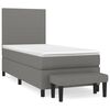 vidaXL Pat box spring cu saltea, gri &icirc;nchis, 80x200 cm, textil