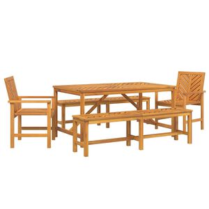 vidaXL Set de masă pentru grădină 5 pcs Maro Lemn Solid de Acacia