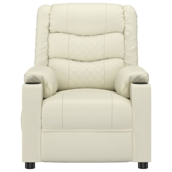 vidaXL Fotoliu rabatabil, crem, piele ecologică