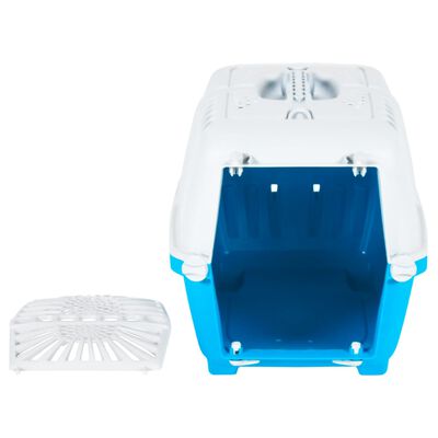 vidaXL Cutie transport animale alb/albastru 48x31,5x33cm polipropilenă