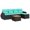 vidaXL Set mobilier de grădină cu perne, 6 piese, negru, poliratan