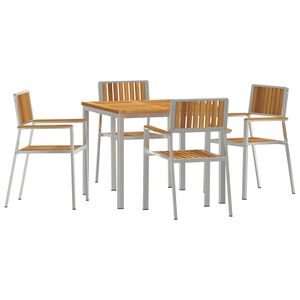 vidaXL Set dining pentru exterior 5 pcs Maro Lemn Solid de Acacia