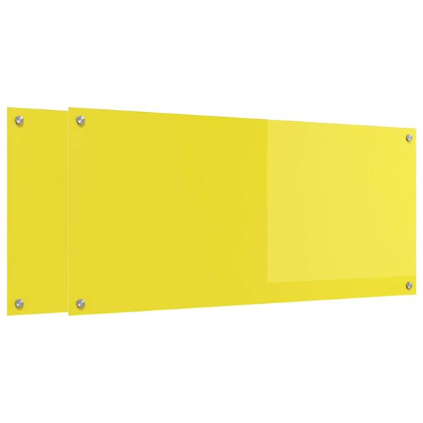 vidaXL Spate de bucătărie 2 pcs Galben 110 x 50 cm sticlă securizată