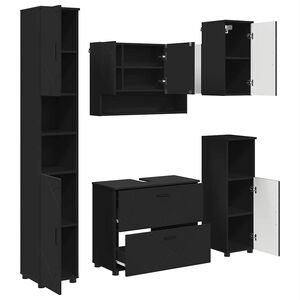 vidaXL Set de mobilier pentru baie 5 buc. Negru 35 x 30 x 192 cm