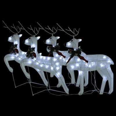vidaXL Reni de Crăciun, 4 buc., alb, 80 LED-uri