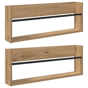 vidaXL Raft pentru reviste 2 buc. Stejar Artizanal 80 x 12 x 30 cm