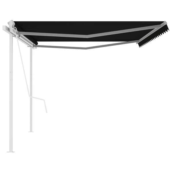 vidaXL Copertină retractabilă automat, cu st&acirc;lpi, antracit, 5x3,5 m