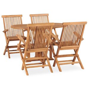vidaXL Set mobilier de exterior pliabil, 5 piese, lemn masiv de tec