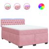 vidaXL Pat box spring cu saltea, roz, 140x190 cm, catifea
