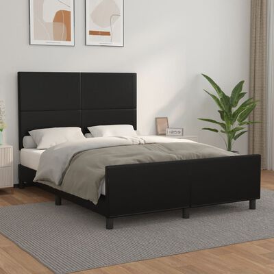vidaXL Cadru de pat cu tăblie, negru, 140x200 cm, piele ecologică