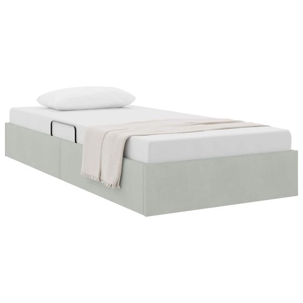 vidaXL Pat cu storage cu headboard Gri deschis 90 x 190 cm Catifea