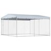 vidaXL Padoc de exterior cu acoperiș pentru c&acirc;ini, 382x382x225 cm