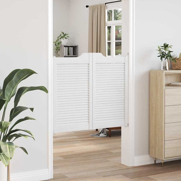 vidaXL Uși batante cu jaluzele 1 pereche alb 90x100 cm