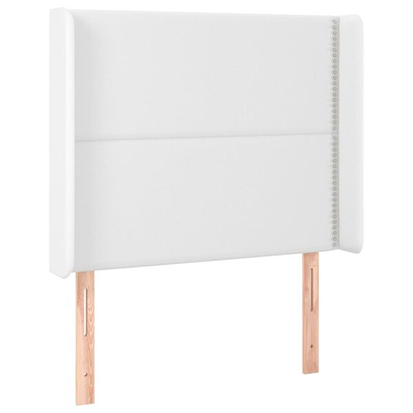 vidaXL Tăblie de pat cu LED, alb, 103x16x118/128 cm, piele ecologică