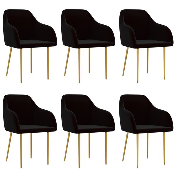 vidaXL Scaune de sufragerie, 6 buc, negru, catifea