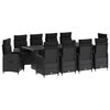 vidaXL Set dining pentru exterior 11 buc. Negru poliratan
