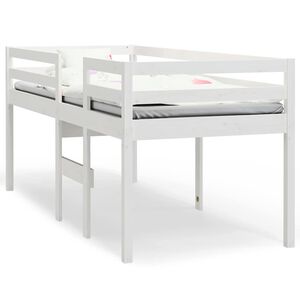 vidaXL Pat &icirc;nalt de dormitor, alb, 75x190 cm, lemn masiv de pin