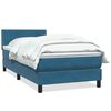 vidaXL Pat box spring cu saltea, albastru &icirc;nchis, 100x220 cm, catifea