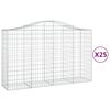 vidaXL Coșuri gabion arcuite 25 buc, 200x50x120/140cm, fier galvanizat