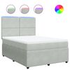 vidaXL Pat box spring cu saltea, gri deschis, 160x200 cm, catifea
