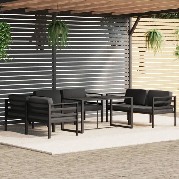 vidaXL Set mobilier de grădină cu perne, 7 piese, antracit, aluminiu