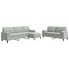 vidaXL Set de canapele cu perne, 3 piese, gri deschis, catifea