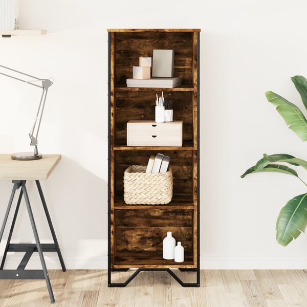 vidaXL Bibliotecă, stejar fumuriu, 50x31x137,5 cm, lemn prelucrat