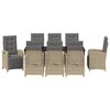vidaXL Set de masă pentru grădină cu pernă 9 pcs Bej poliratan