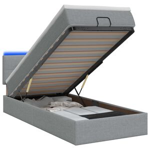 vidaXL Pat Ottoman cu Saltea și LED Gri deschis 90 x 190 cm Țesătură