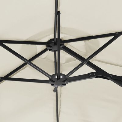 vidaXL Umbrelă de soare cu două capete cu LED, alb nisipiu, 316x240 cm