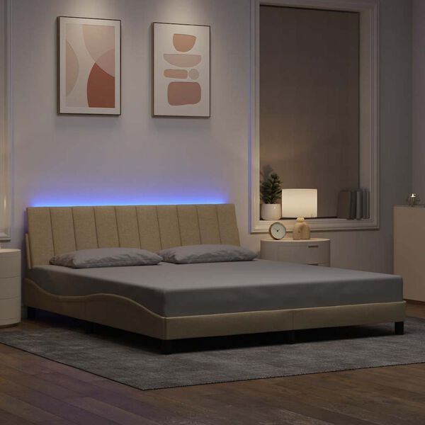 vidaXL Cadru de pat fără saltea, Hanko, crem, 180x200 cm, textil