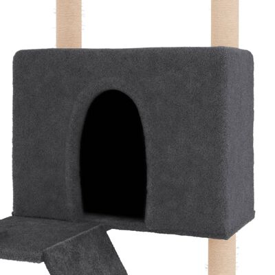 vidaXL Ansamblu de pisici, stâlpi din funie sisal, gri închis, 143 cm