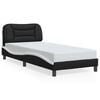 vidaXL Cadru de pat fără saltea Hvar negru și alb 90x190 cm piele artificială