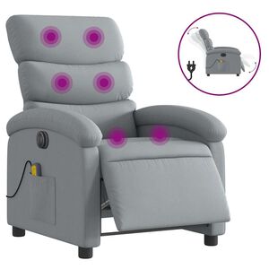 vidaXL Fotoliu electric de masaj rabatabil, gri deschis, microfibră