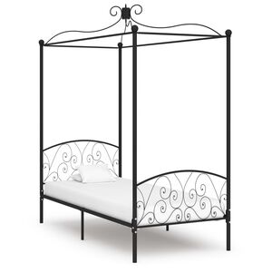 vidaXL Cadru de pat cu baldachin, negru, 100 x 200 cm, metal