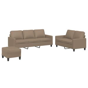 vidaXL Set de canapele cu perne, 3 piese, cappuccino, piele ecologică
