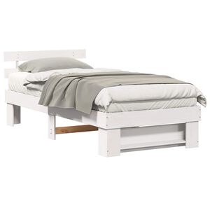 vidaXL Cadru de pat cu headboard Alb 80 x 200 cm Lemn de pin masiv