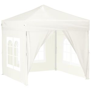 vidaXL Cort pliabil pentru petrecere, pereți laterali, crem, 2x2 m