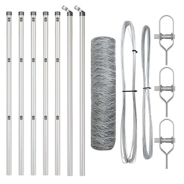 vidaXL St&acirc;lp de gard. Argintiu 10 x 0,4 m (plasă de 50 mm) Oțel