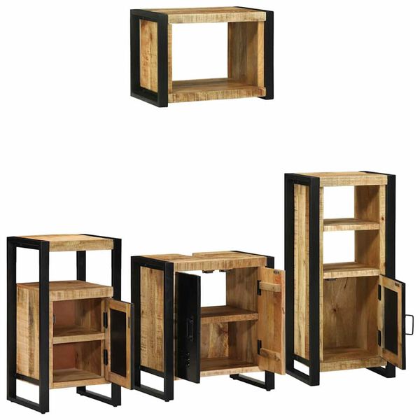 vidaXL Set de mobilier pentru baie 4 pcs Maro Lemn de mango solid