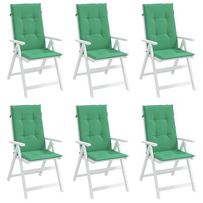 vidaXL Perne scaun cu spătar înalt, 6 buc., verde, 120x50x3 cm, textil