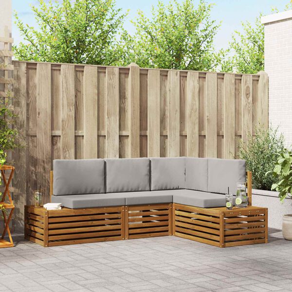 vidaXL Seturi de canapele cu pernă 4 Bucată Gri natural și deschis