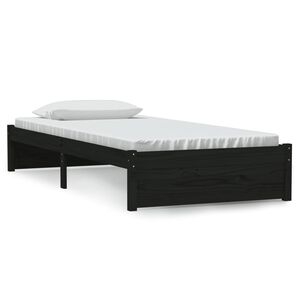 vidaXL Cadru de pat single, negru, 90x190 cm, lemn masiv