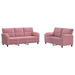 vidaXL Set de canapea 2 pcs Roz Catifea
