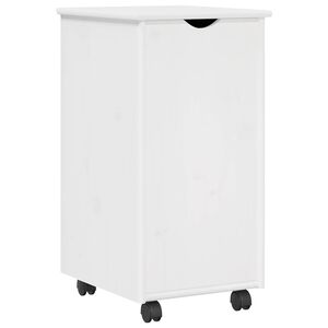 vidaXL Cabinet mobil cu roata Alb 34 x 39 x 65,5 cm Lemn de pin masiv