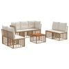 vidaXL Set de canapele de exterior 8 pcs Alb Natural și Crem Poliester