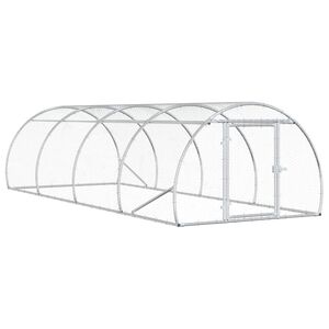vidaXL Căsuță pentru pui Argintiu 400 x 150 x 100 cm Oțel Galvanizat